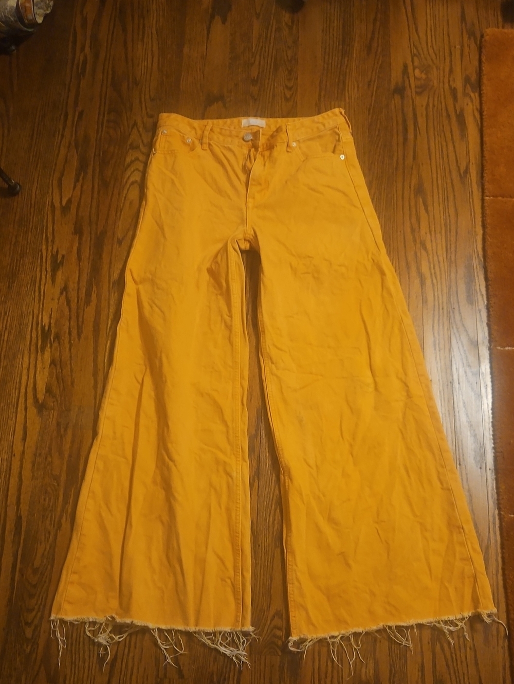 Anthropologie Wide-Leg Orange Denim Flare Jeans